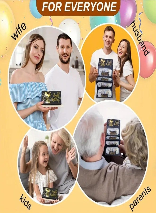 Neioaas Happy Birthday Money Holder for Cash Gift Card, Surprise Money Holder with 6 Slots, Festive Cash Gift for Men Women Kids,Money Holder Gift Card for Men Women Girls Boys(Black,Birthday) - Image 3